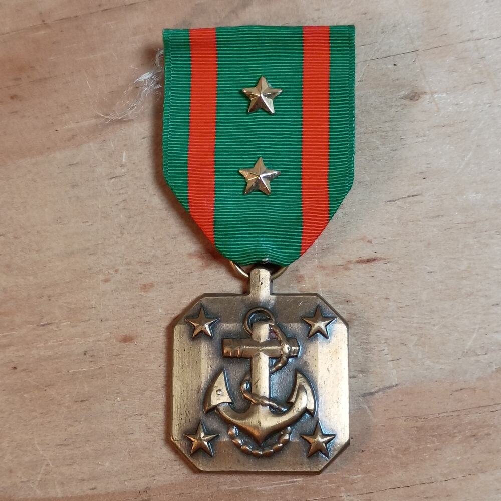 US Navy & Marine Corps Achievement Medal Ribbon w/ 2 Gold Stars USN USMC